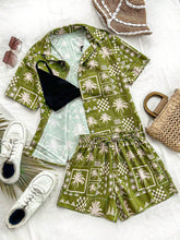 2pcs Beach Vacation Fun Print Shirt And Shorts Set, Leisure